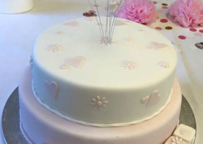 Dåbskage - overtrukket med fondant.